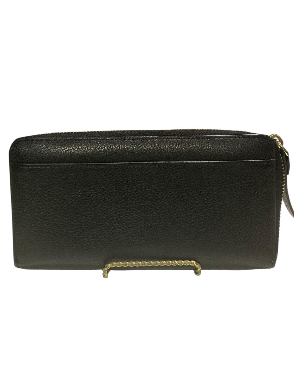 kate spade Black Pebbled Leather Zip-Around Wallet with Gold Logo - Picture 2 of 9